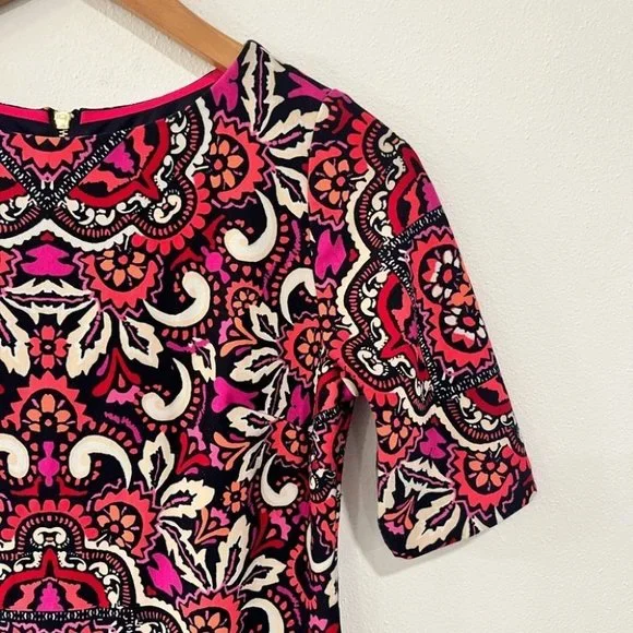 ELIZA J vibrant damask print sheath mini dress with back zipper size 2 petite - Picture 3 of 11